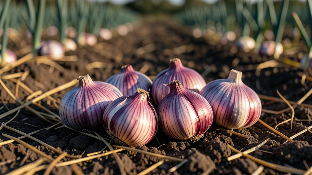 Purple Stripe Garlic for Ornamental and Culinary Use