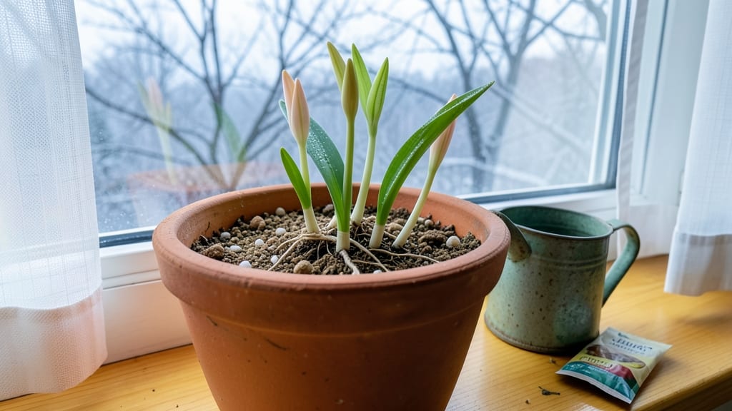 Temporary Pot Planting for Sprouted Bulbs