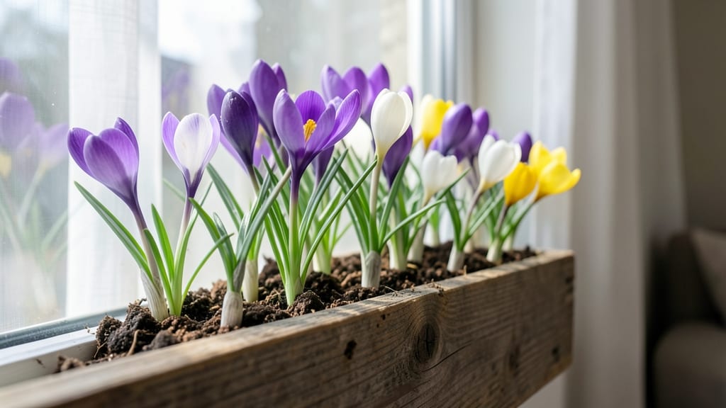 Crocus in Window Boxes